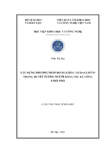 Luận văn Xây dựng phương pháp định lượng Vildagliptin trong huyết tương người bằng sắc ký lỏng khối phổ