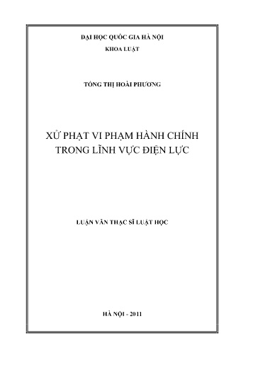 Luận văn Xử phạt vi phạm hành chính trong lĩnh vực Điện lực