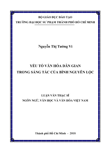 Luận văn Yếu tố văn hóa dân gian trong sáng tác của Bình Nguyên Lộc