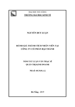 Tóm tắt Luận văn Đánh giá thành tích nhân viên tại Công ty cổ phần Đại Thành