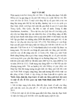 Tóm tắt Luận văn Kiến thức, thái độ, thực hành về mất cân bằng giới tính khi sinh và một số yếu tố liên quan tại tỉnh Ninh Bình năm 2018
