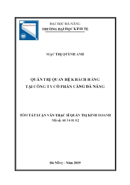 Tóm tắt Luận văn Quản trị quan hệ khách hàng tại Công ty cổ phần cảng Đà Nẵng