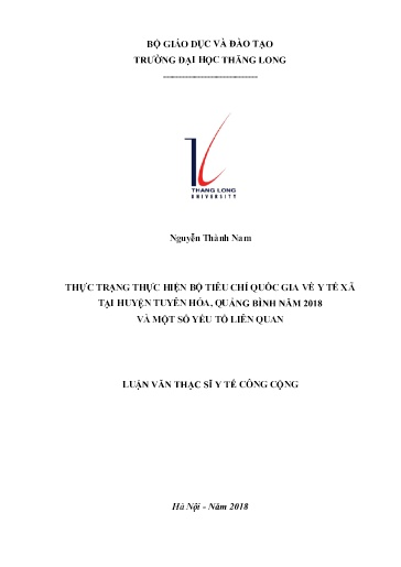 Tóm tắt Luận văn Thực trạng thực hiện bộ tiêu chí quốc gia về y tế xã tại huyện Tuyên Hóa, Quảng Bình năm 2018 và một số yếu tố liên quan
