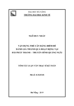 Tóm tắt Luận văn Vận dụng thẻ cân bằng điểm để đánh giá thành quả hoạt động tại Đài phát thanh – truyền hình Quảng Ngãi